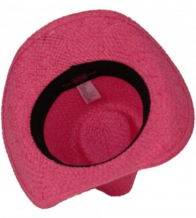 Cowboy Hats Men's & Women's Western Style Cowboy/Cowgirl Straw Hat - Cow1807hot Pink - C418QN045A0 $10.26