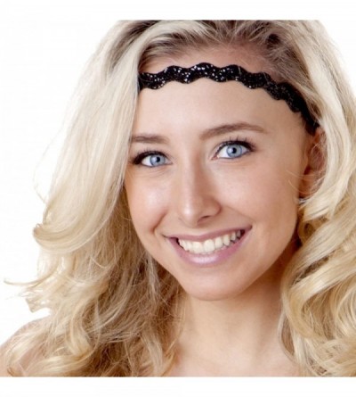 Headbands Women's Adjustable NO Slip Wave Bling Glitter Headband - Black & Light Pink Wave 2pk - C911OI9GRAR $13.93