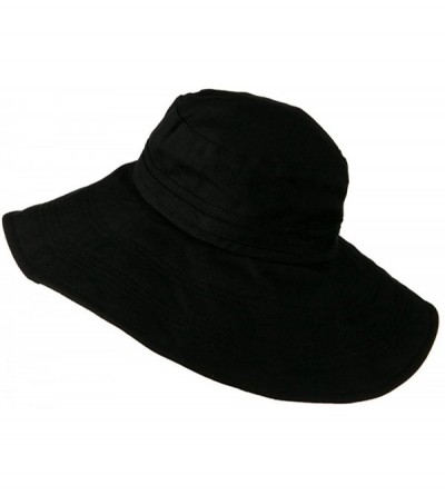 Bucket Hats Big Size Ladies Linen Wide Brim Hat - Black - CJ18DZUC6C5 $33.36
