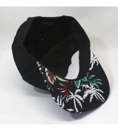 Baseball Caps Premium Floral Hawaiian Cotton Twill Adjustable Snapback Hats Baseball Caps - Palm Tree/Black/Black Flat - CK18...