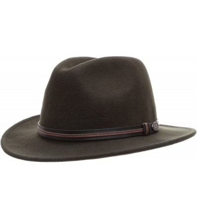 Fedoras Men's Premium Wool Outback Fedora with Faux Leather Band Hat with Socks. - He60-olive - CJ12MAKD9NJ $36.29