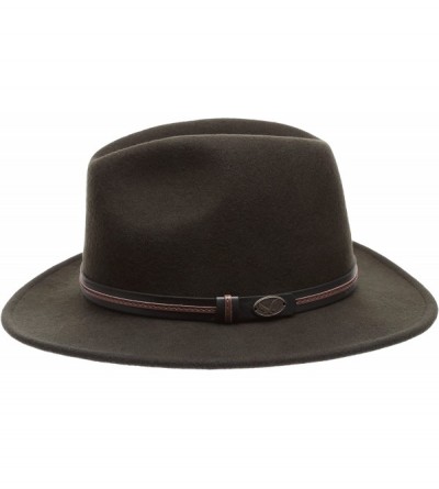 Fedoras Men's Premium Wool Outback Fedora with Faux Leather Band Hat with Socks. - He60-olive - CJ12MAKD9NJ $36.29