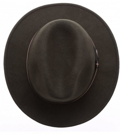Fedoras Men's Premium Wool Outback Fedora with Faux Leather Band Hat with Socks. - He60-olive - CJ12MAKD9NJ $36.29