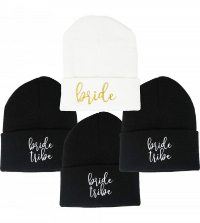 Skullies & Beanies Womens Bride Beanie Warm Knit Embroidered Bride Tribe Skull Cap Hat - CE18OT0TG3A $33.64