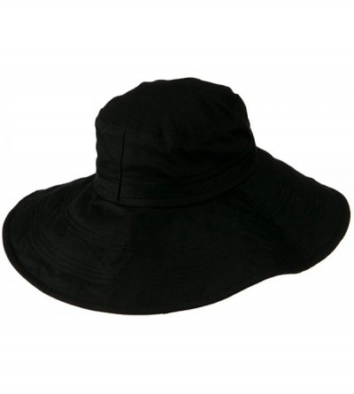 Bucket Hats Big Size Ladies Linen Wide Brim Hat - Black - CJ18DZUC6C5 $33.36