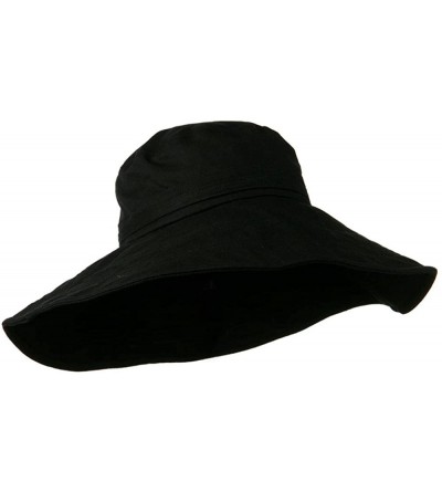 Bucket Hats Big Size Ladies Linen Wide Brim Hat - Black - CJ18DZUC6C5 $33.36