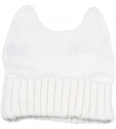 Skullies & Beanies Women Pussy Cat Beanie - Off White - CZ12NAE7DCR $7.87