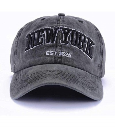 Baseball Caps Baseball Hat New-York Distressed-Adjustable-Strapback - Washed Cotton Dad Hat Unisex - Black - CR18H88R75N $11.16