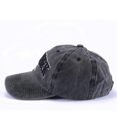 Baseball Caps Baseball Hat New-York Distressed-Adjustable-Strapback - Washed Cotton Dad Hat Unisex - Black - CR18H88R75N $11.16