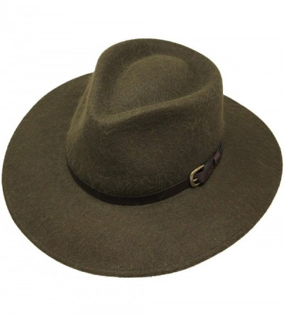 Fedoras Premium Alpaca Lewis - Wide Brim Fedora Hat - Alpaca Wool Felt - Water Resistant - Leather Band - Moss Green - C918T9...