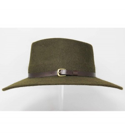 Fedoras Premium Alpaca Lewis - Wide Brim Fedora Hat - Alpaca Wool Felt - Water Resistant - Leather Band - Moss Green - C918T9...