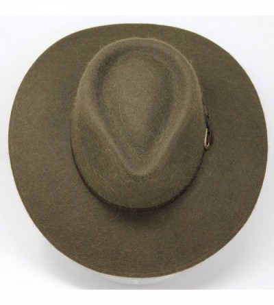 Fedoras Premium Alpaca Lewis - Wide Brim Fedora Hat - Alpaca Wool Felt - Water Resistant - Leather Band - Moss Green - C918T9...