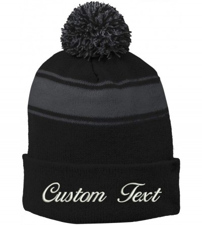Skullies & Beanies Stc28 Winter Beanie Customized Custom Beanie Hats - Black/Dark Gray - CW18XTSS4T0 $16.14