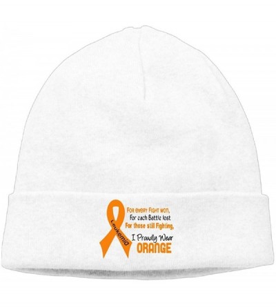 Skullies & Beanies Daily Knit Cap for Men Women- Leukemia Awareness Stocking Cap - White - CL18K5AQ0KL $16.37
