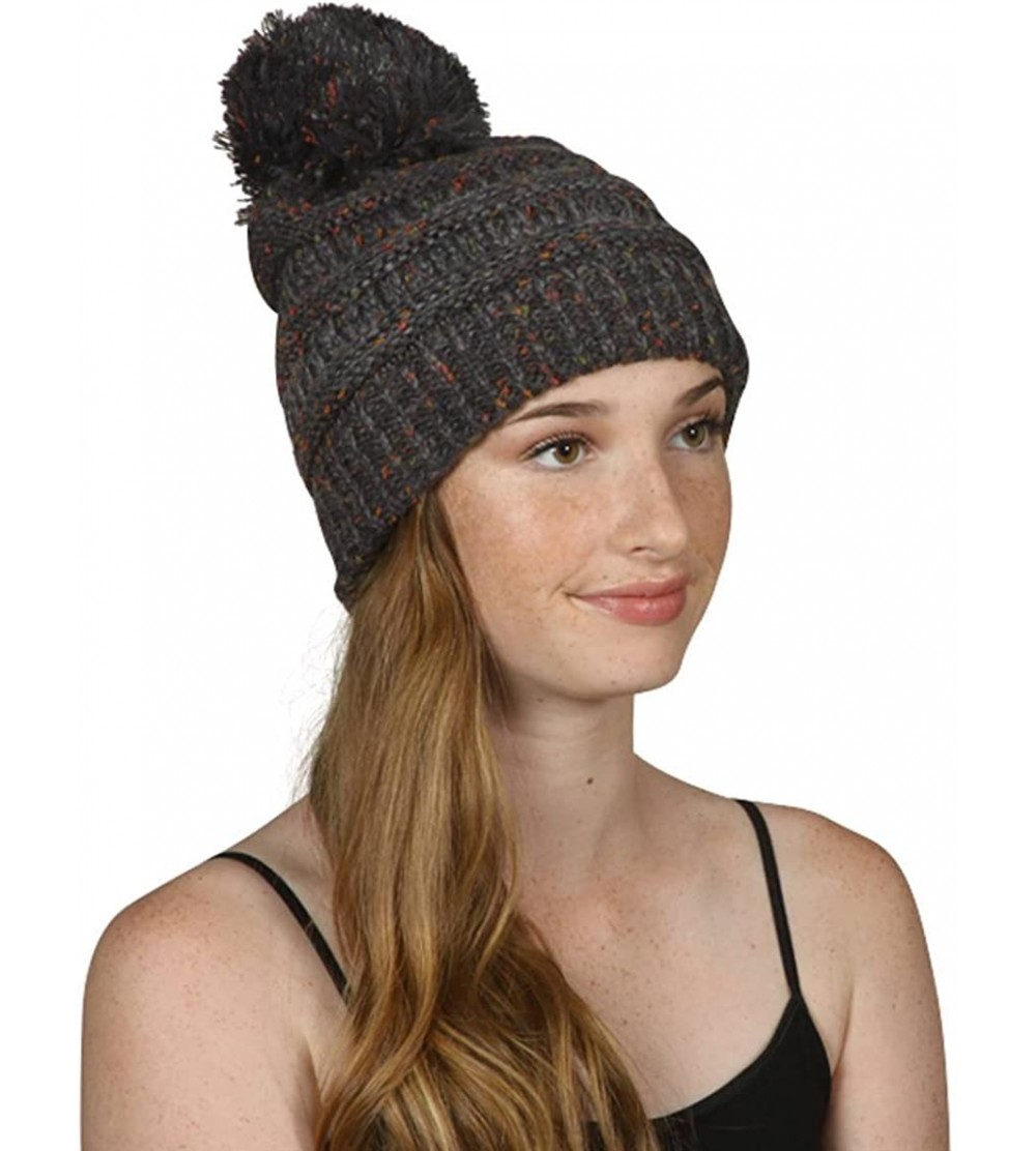 Skullies & Beanies Warm Cable Knit Thick Soft Beanie w/Pom - Melange Grey - C912N1V9C56 $14.28