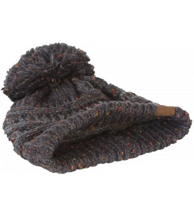 Skullies & Beanies Warm Cable Knit Thick Soft Beanie w/Pom - Melange Grey - C912N1V9C56 $14.28