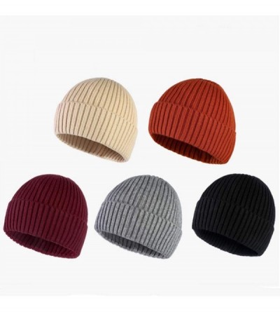 Skullies & Beanies Men's Soft Beanie Cap-Warm Knit Hat for Women Men Solid Color - Orange - CO192O93NIT $16.16