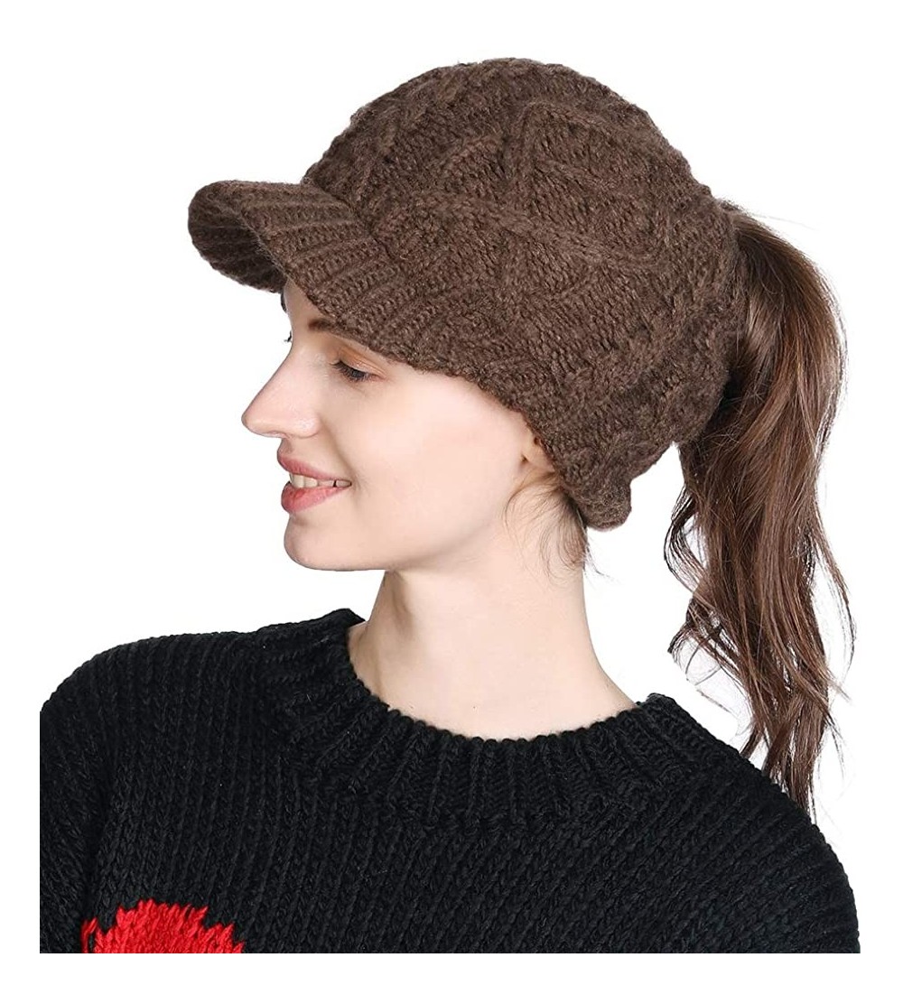 Skullies & Beanies Wool Newsboy Cap Winter Hat Visor Beret Cold Weather Knitted - 00771_coffee - CQ18AOANZ30 $13.18