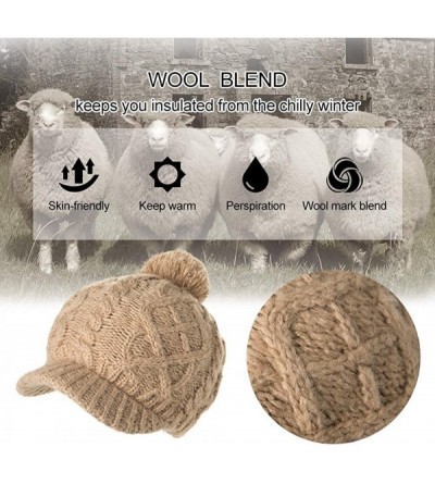 Skullies & Beanies Wool Newsboy Cap Winter Hat Visor Beret Cold Weather Knitted - 00771_coffee - CQ18AOANZ30 $13.18