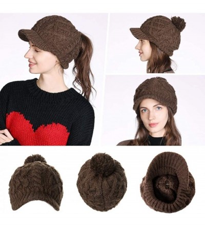 Skullies & Beanies Wool Newsboy Cap Winter Hat Visor Beret Cold Weather Knitted - 00771_coffee - CQ18AOANZ30 $13.18