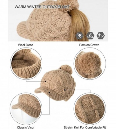 Skullies & Beanies Wool Newsboy Cap Winter Hat Visor Beret Cold Weather Knitted - 00771_coffee - CQ18AOANZ30 $13.18