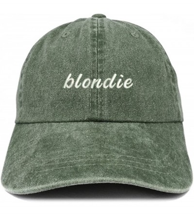 Baseball Caps Blondie Embroidered Washed Cotton Adjustable Cap - Dark Green - C8185LUCH9D $20.55