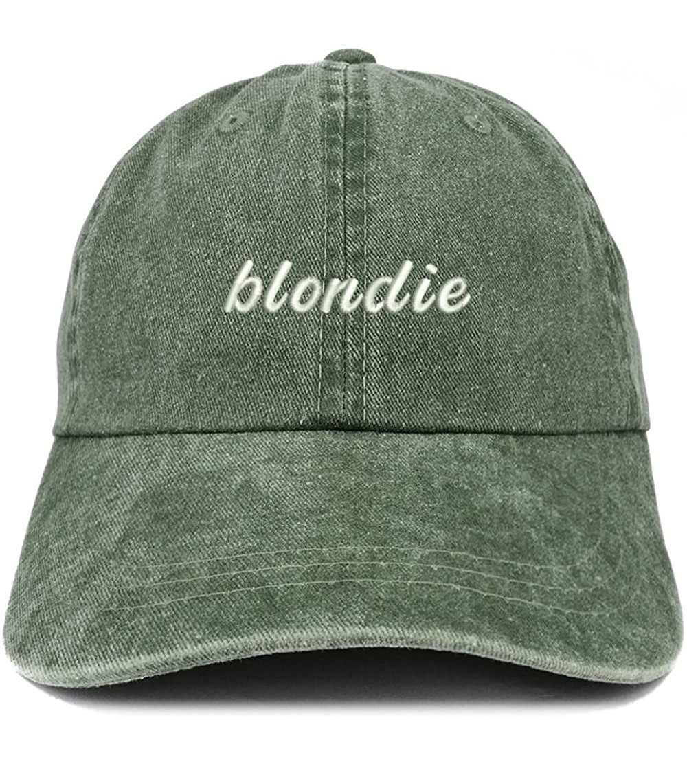 Baseball Caps Blondie Embroidered Washed Cotton Adjustable Cap - Dark Green - C8185LUCH9D $20.55