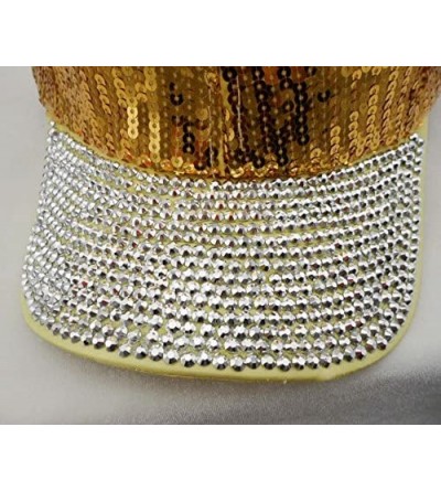 Baseball Caps Womens Glitter Rhinestones Brim Sequins Shiny Flashy Sunscreen Baseball Hat Ball Cap Adjustable - Gold - CG12K7...