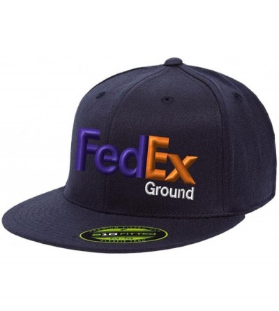 Baseball Caps Custom Embroidered FedEx Ground Purple Orange Hat Yupoong Flexfit Classic Fitted Baseball Cap - Dark Navy Blue ...