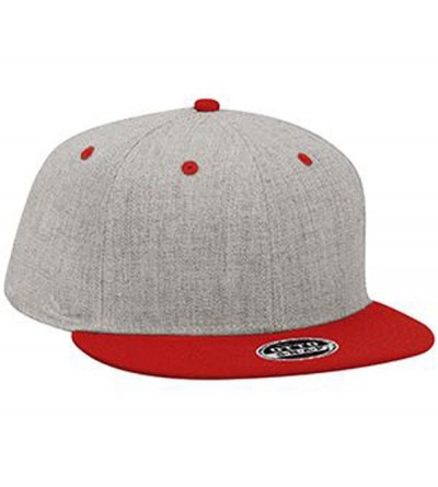 Baseball Caps Heather Wool Blend Flat Visor Pro Style Snapback Caps - Red/H.gry/H.gry - CG17YEKXOWL $25.51