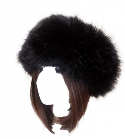 Skullies & Beanies Women's Faux Fur Headband Soft Winter Cossack Russion Style Hat Cap - Black - CX18L8IWGH7 $21.58