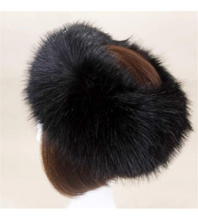 Skullies & Beanies Women's Faux Fur Headband Soft Winter Cossack Russion Style Hat Cap - Black - CX18L8IWGH7 $11.23