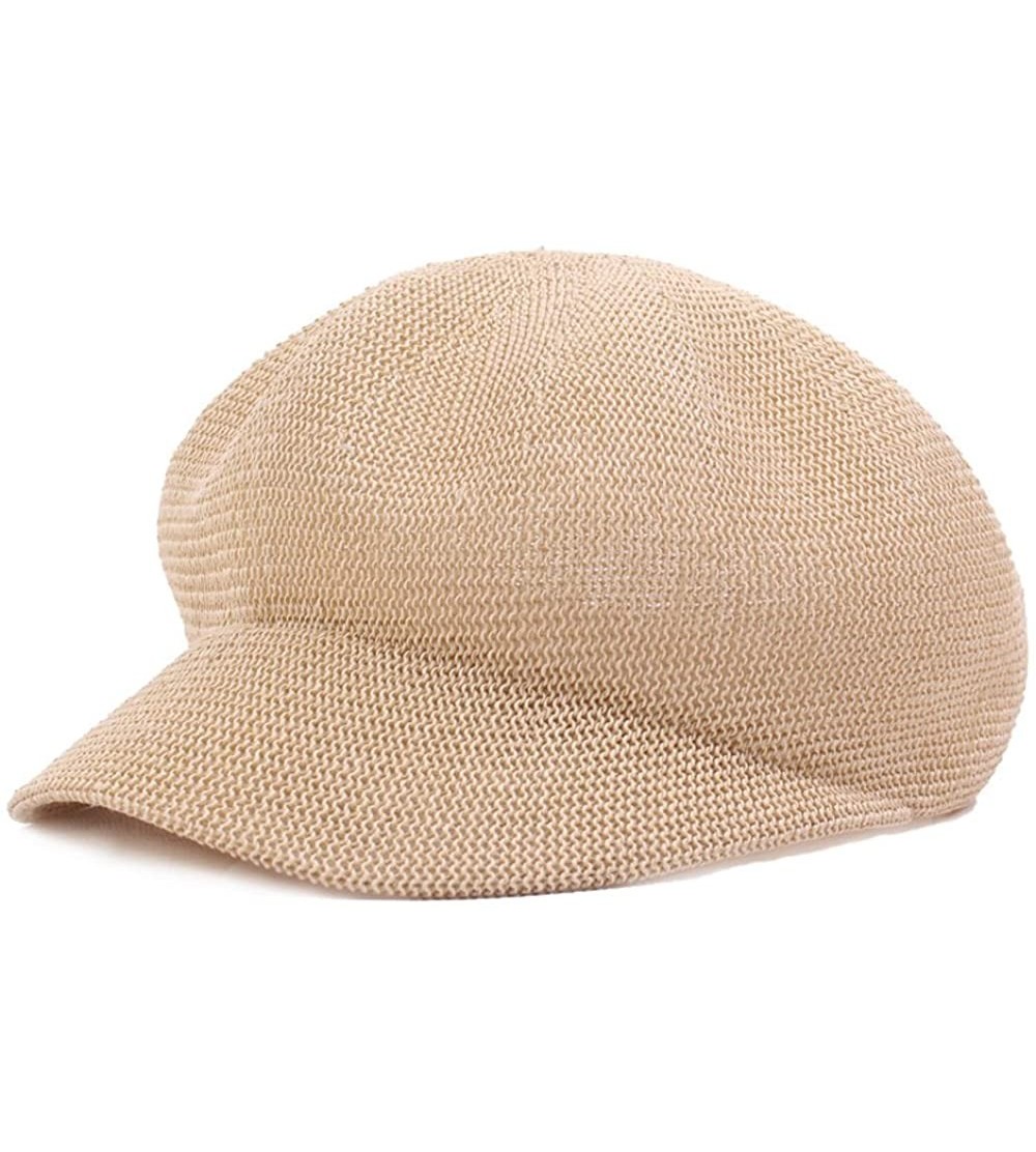 Newsboy Caps Women's Mesh Summer Newsboy Cap Beret Visor Hat - Beige - CE18E78DR9T $14.00