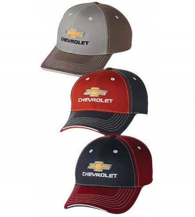 Visors Chevrolet Chevy Gold Bowtie TRI Color Cap HAT - Orange - CU18QZ2GKY6 $31.90