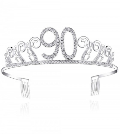 Headbands Birthday Rhinestone Princess Silver 21st - Silver-90th - C9186YMGDSS $26.36