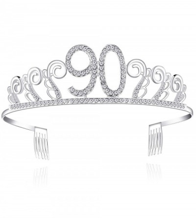 Headbands Birthday Rhinestone Princess Silver 21st - Silver-90th - C9186YMGDSS $10.91