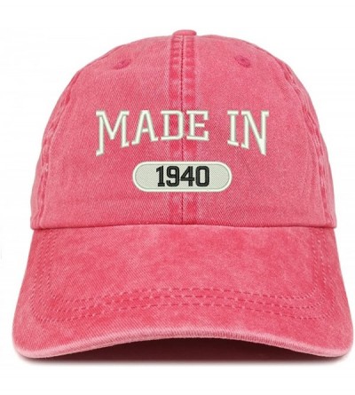 Baseball Caps Made in 1940 Embroidered 80th Birthday Washed Baseball Cap - Red - CJ18C7I2GXE $14.06