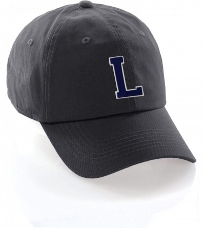 Baseball Caps Custom Hat A to Z Initial Letters Classic Baseball Cap- Charcoal Hat White Navy - Letter L - CC18ESART5N $24.38