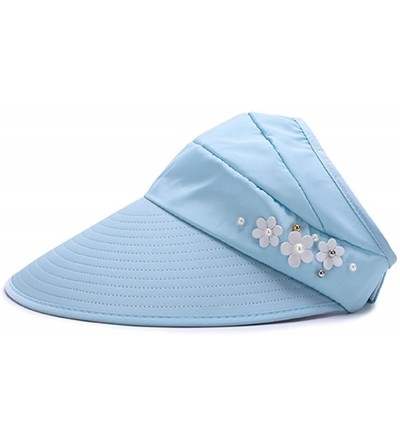 Sun Hats Sun Hats Wide Brim UV Protection Beach Packable Visor Summer Adjustable Cap - Lblue - CW18D7H6C98 $8.06