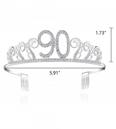 Headbands Birthday Rhinestone Princess Silver 21st - Silver-90th - C9186YMGDSS $10.91