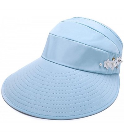 Sun Hats Sun Hats Wide Brim UV Protection Beach Packable Visor Summer Adjustable Cap - Lblue - CW18D7H6C98 $8.06