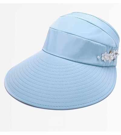 Sun Hats Sun Hats Wide Brim UV Protection Beach Packable Visor Summer Adjustable Cap - Lblue - CW18D7H6C98 $8.06