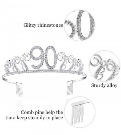 Headbands Birthday Rhinestone Princess Silver 21st - Silver-90th - C9186YMGDSS $10.91