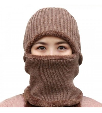 Skullies & Beanies Womens Knitted Beanie Hat Warm Windproof Ski Face Mask Winter Hats - Khaki - CB186OG2H7C $16.77