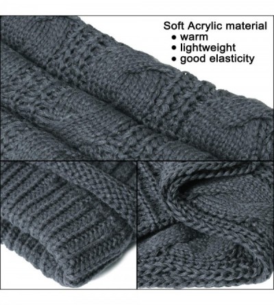 Skullies & Beanies Knit Infinity Scarf Slouchy Beanie Hat Set Women Winter Warm Circle Loop Scarfs - Grey - CI18UIU5MLN $13.70