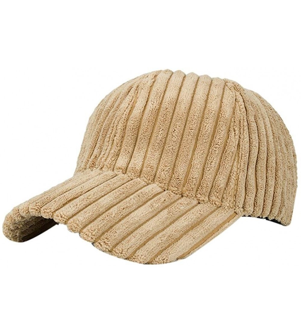 Baseball Caps Women Men Cotton Corduroy Baseball Cap Vintage Adjustable Hat - Khaki - CI1869A7MSI $7.71