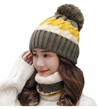 Skullies & Beanies Womens Winter Pompom Slouchy - Green White - CZ18AU0AWY6 $10.09