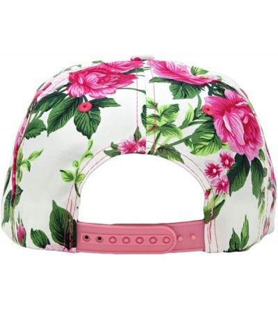 Baseball Caps Pattern Printed Solid Flat Bill Snapback Hat Adjustable Colorful Baseball Cap - Flower- Pink - CJ18S87AMHW $9.45