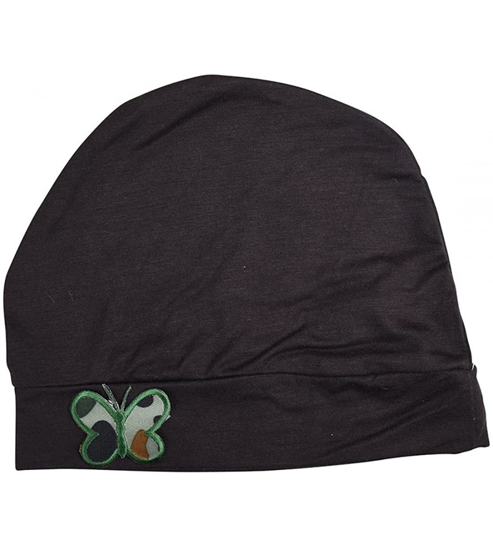 Skullies & Beanies Soft Chemo Cap Cancer Beanie with Green Camo Butterfly - Brown - C312O7LQ2X3 $15.86