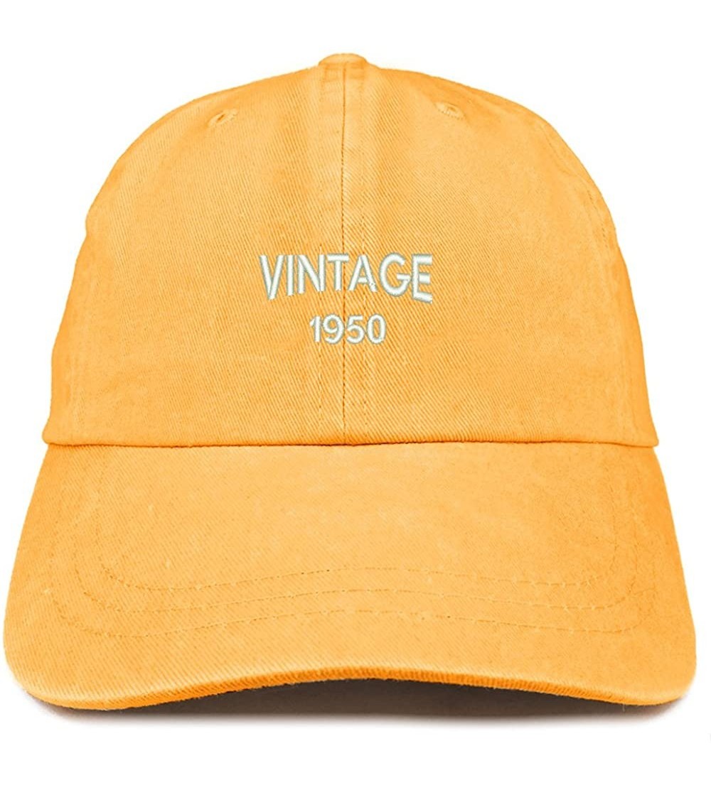 Baseball Caps Small Vintage 1950 Embroidered 70th Birthday Washed Pigment Dyed Cap - Mango - CS18C6TONK0 $32.72